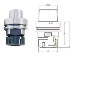 HSK 63E ER16 Extra Long Style Tool Holder P/N H29-C-XL