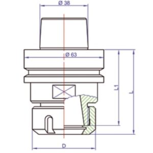 HSK 63F ER32 Short Style Tool Holder, P/N H30-F-SH